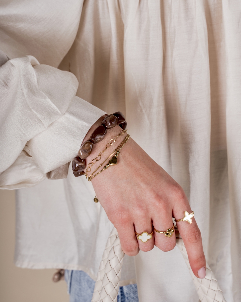 DUBBELE ARMBAND MET HART GOUD