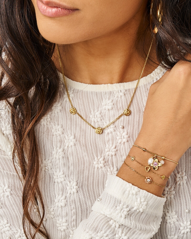 BOTANICAL ARMBAND MET OPEN HARTJES GOUD