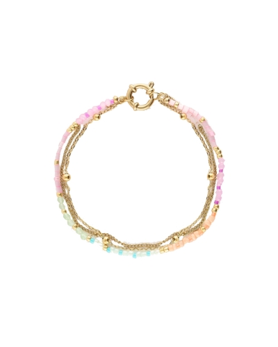 My Jewellery BOTANICAL DRIEDUBBELE ARMBAND MET MULTIKLEUR KRALEN GOUD