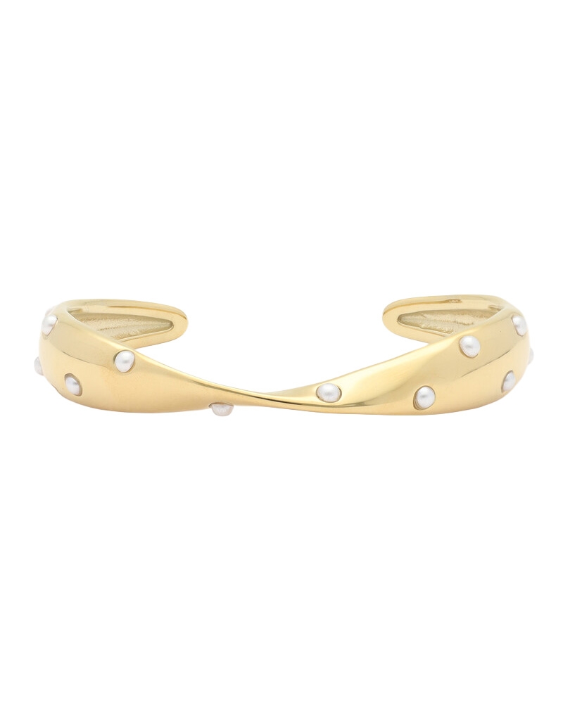 BOLD BANGLE MET TWIST EN IMITATIEPARELS GOUD
