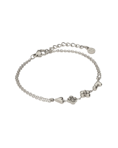 DUBBELE ARMBAND MET VIJF MINIMALISTISCHE BEDELS ZILVER