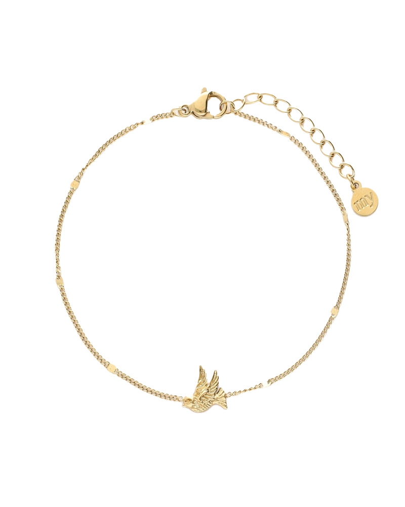 BOTANICAL MINIMALISTISCHE ARMBAND MET VOGEL GOUD