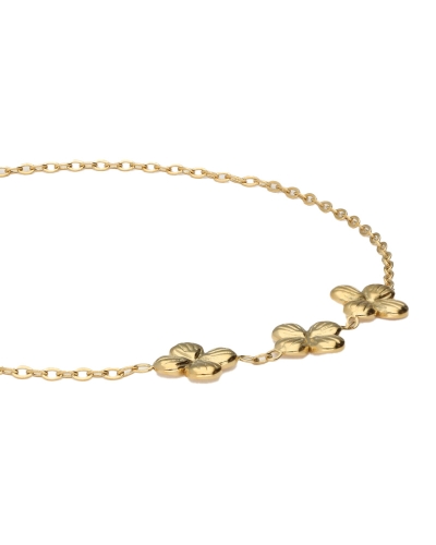 BOTANICAL ARMBAND MET DRIE KLAVER BLOEMEN GOUD