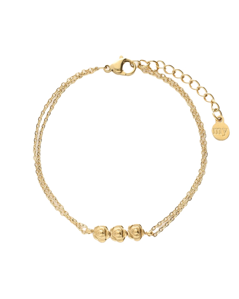 BOTANICAL DUBBELE ARMBAND MET ROZEN GOUD