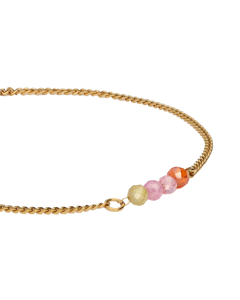 BOTANICAL ARMBAND MET VIER MULTIKLEUR KRALEN GOUD