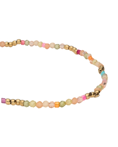 BOTANICAL ELASTIEKEN ARMBAND MET GROENE KRALEN GOUD 