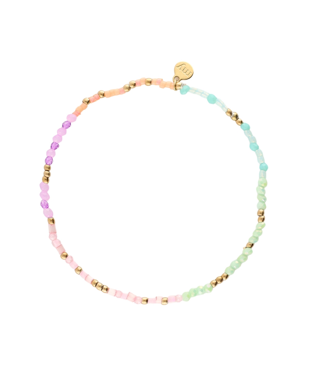 BOTANICAL ELASTIEKEN ARMBAND MET MULTIKLEUR KRALEN 