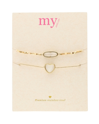 My Jewellery Bracelet set heart oval white MJ15534