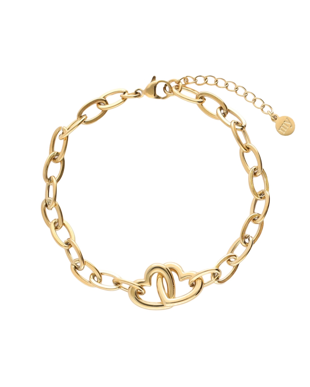 MIDNIGHT ARMBAND MET TWEE HARTJES GOUD