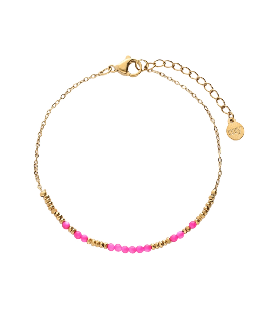 MINIMALISTISCHE ARMBAND MET ROZE KRALEN GOUD
