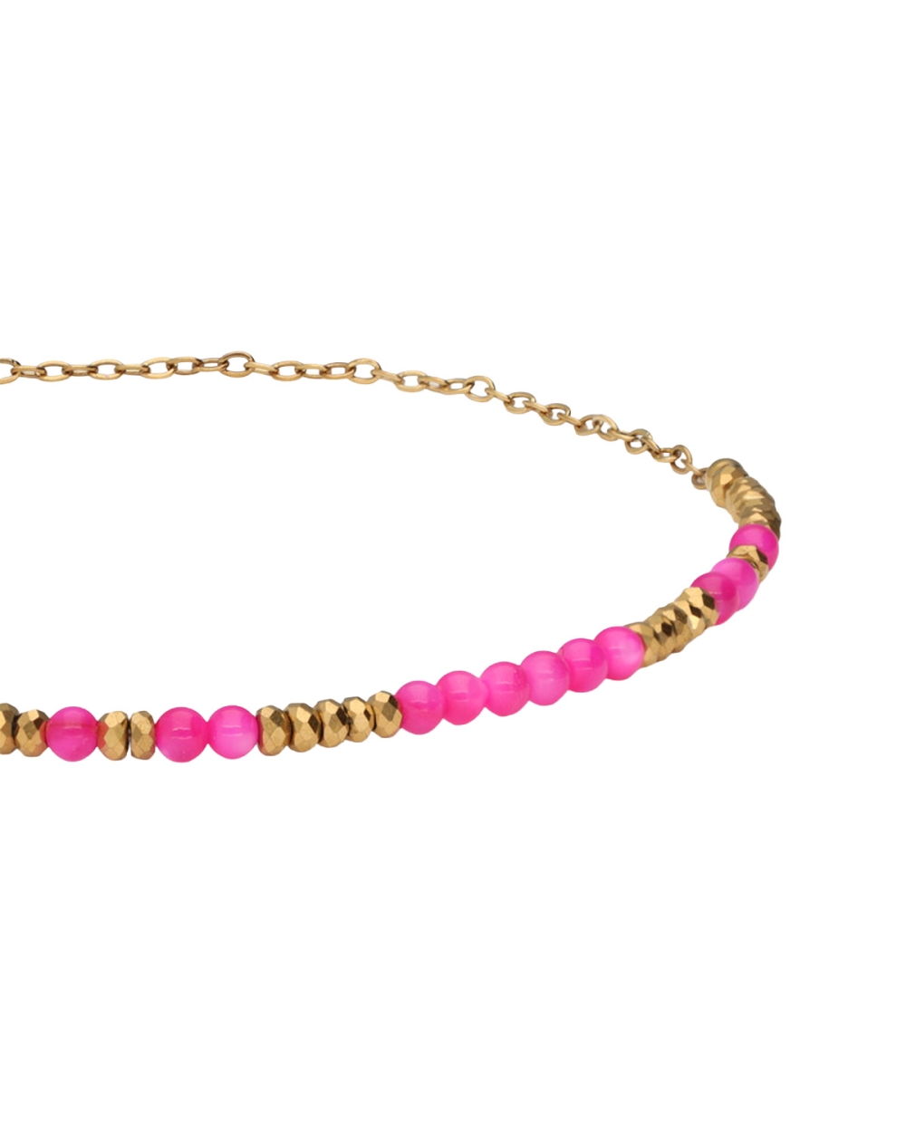 MINIMALISTISCHE ARMBAND MET ROZE KRALEN GOUD