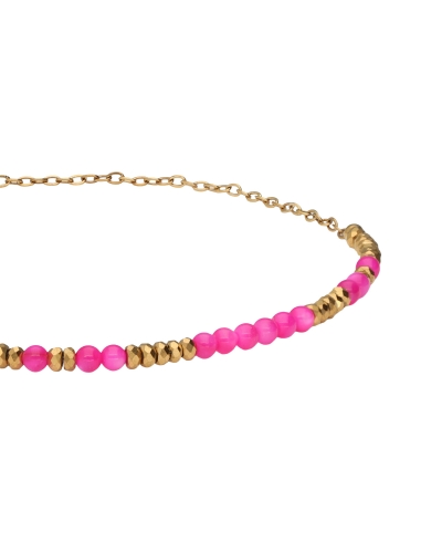 MINIMALISTISCHE ARMBAND MET ROZE KRALEN GOUD