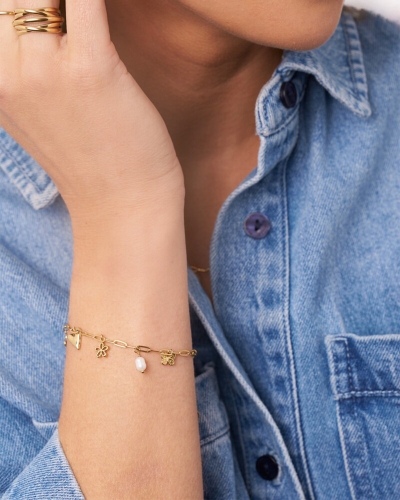 My Jewellery MINIMALISTISCHE SCHAKELARMBAND MET ZEVEN BEDELS GOUD
