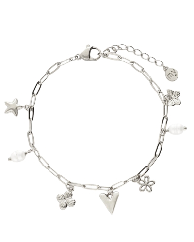 MINIMALISTISCHE SCHAKELARMBAND MET ZEVEN BEDELS ZILVER