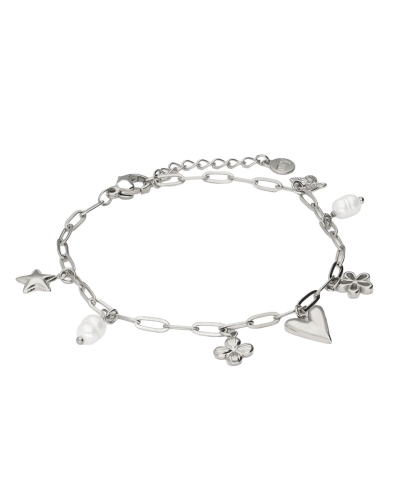 MINIMALISTISCHE SCHAKELARMBAND MET ZEVEN BEDELS ZILVER