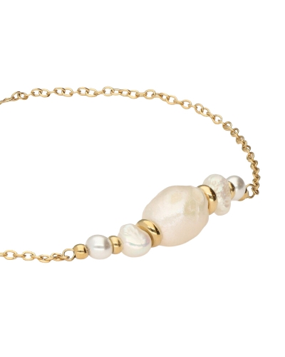 ARMBAND MET NATUURLIJKE PARELS EN KRALEN GOUD