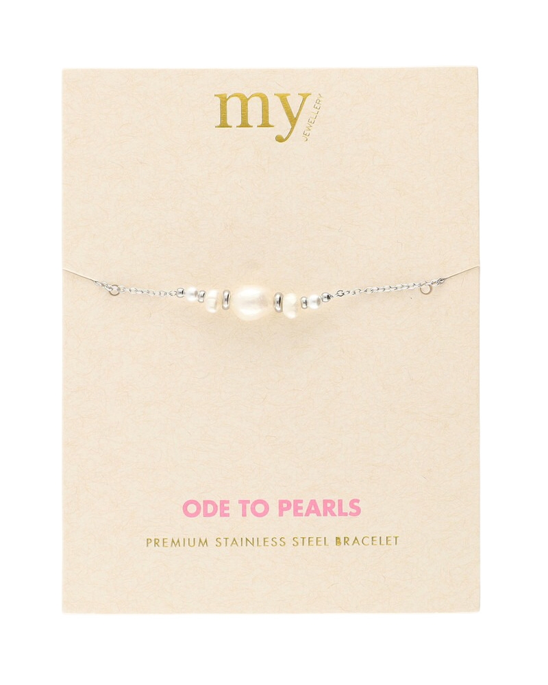 ARMBAND MET NATUURLIJKE PARELS EN KRALEN ZILVER