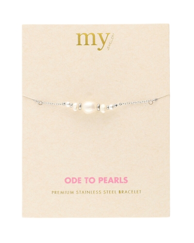 ARMBAND MET NATUURLIJKE PARELS EN KRALEN ZILVER