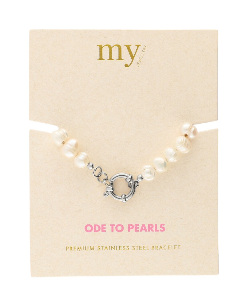 ARMBAND MET NATUURLIJKE PARELS EN SLOTJE ZILVER 