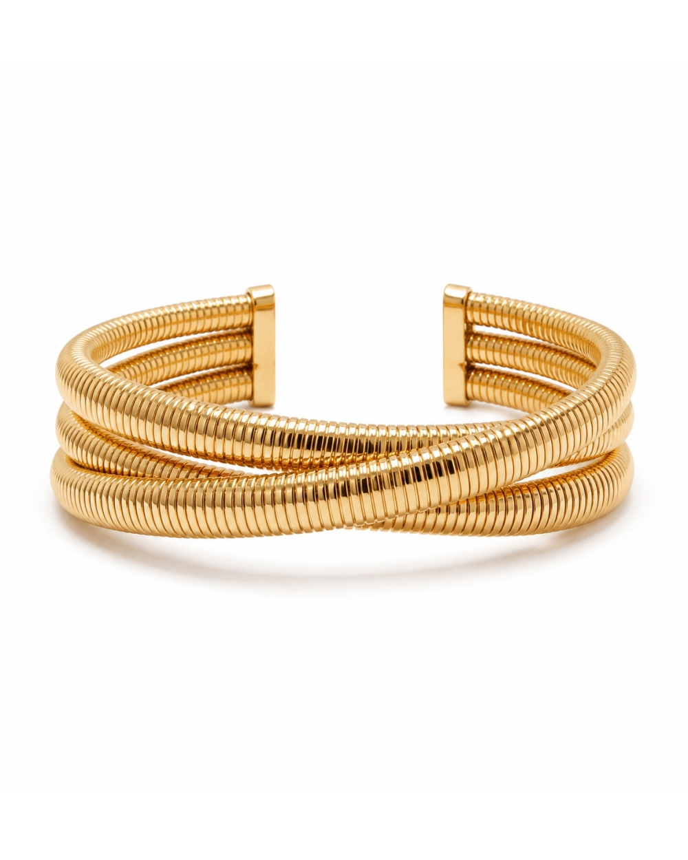 BOLD BANGLE DRIEDUBBEL STRETCH GOUD