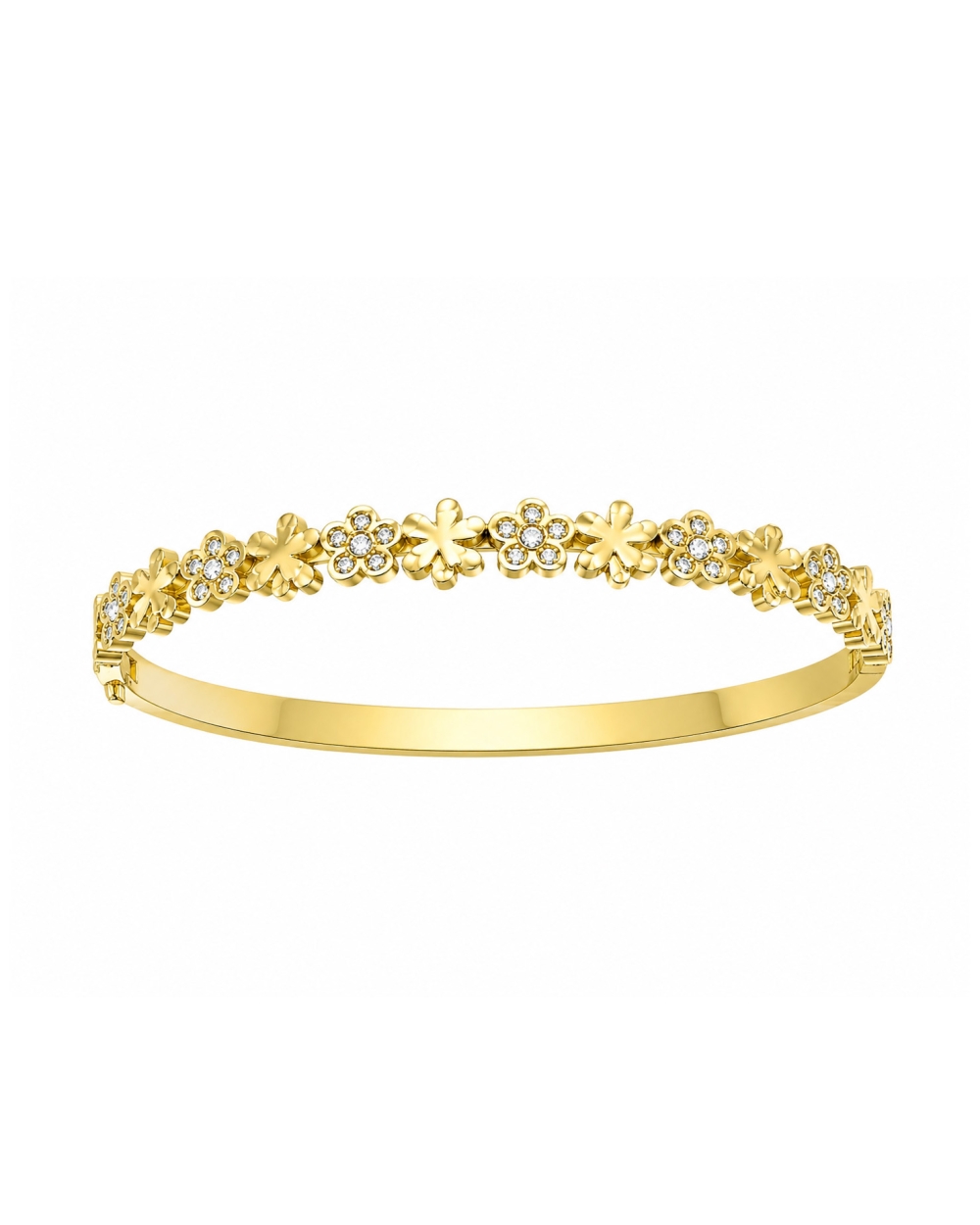 BANGLE MET BLOEM EN STRASS GOUD