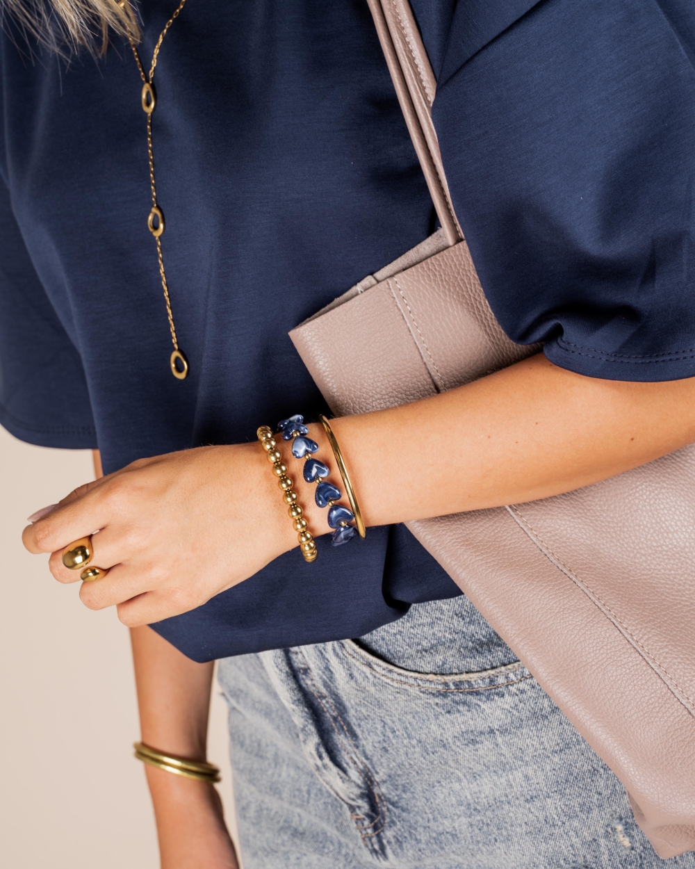 Gossip ARMBAND HARTJES STRETCH Donkerblauw