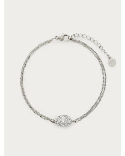 My Jewellery Bracelet double chain strass oval MJ16935