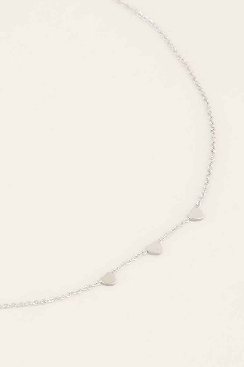 KETTING DRIE HARTJES ZILVER