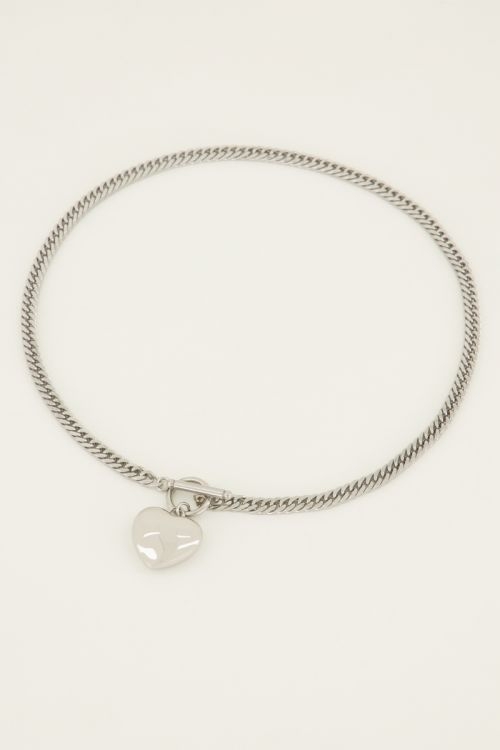 SCHAKELKETTING HART ZILVER