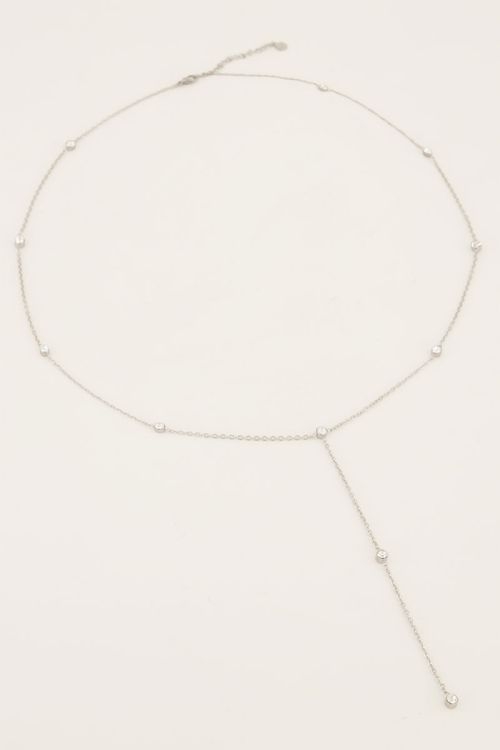 NECKLACE STRASS LONG ZILVER