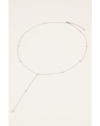 NECKLACE STRASS LONG ZILVER