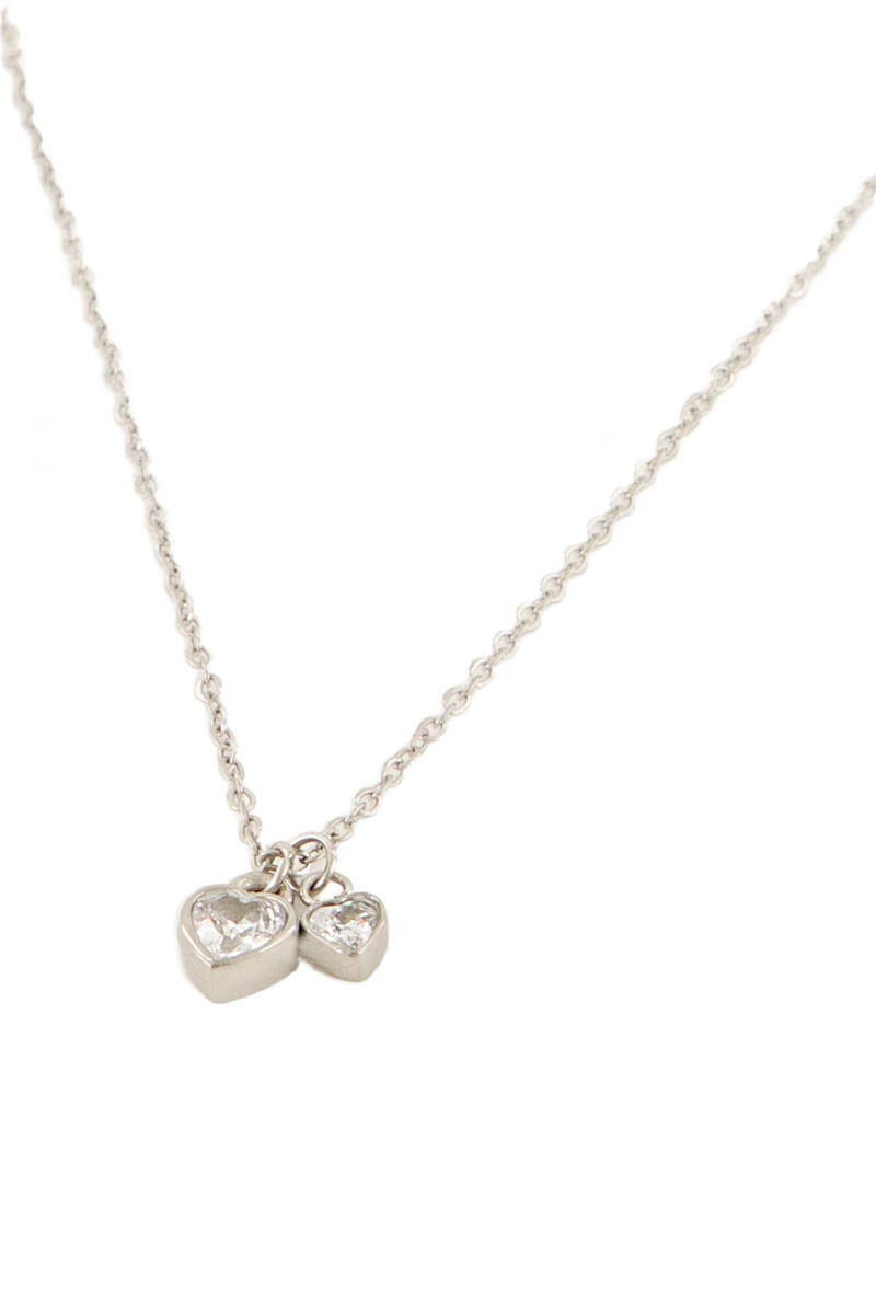 KETTING HARTJES STENEN ZILVER