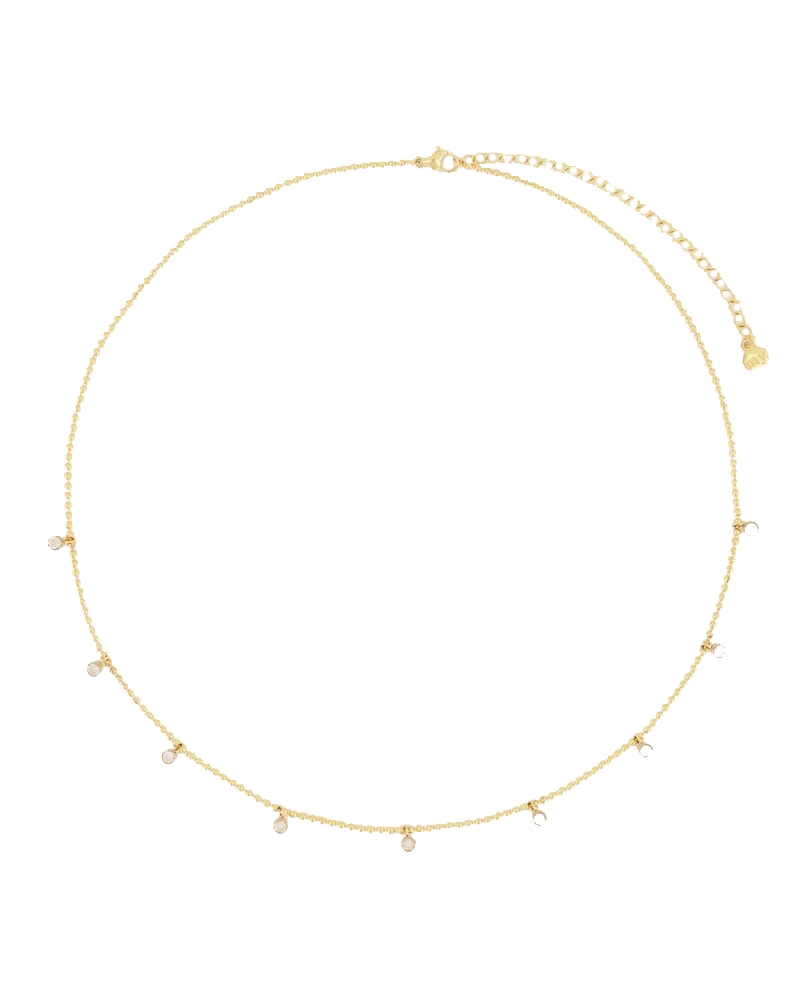 KETTING MET BOLLETJES EN TRANSPARANTE STENEN