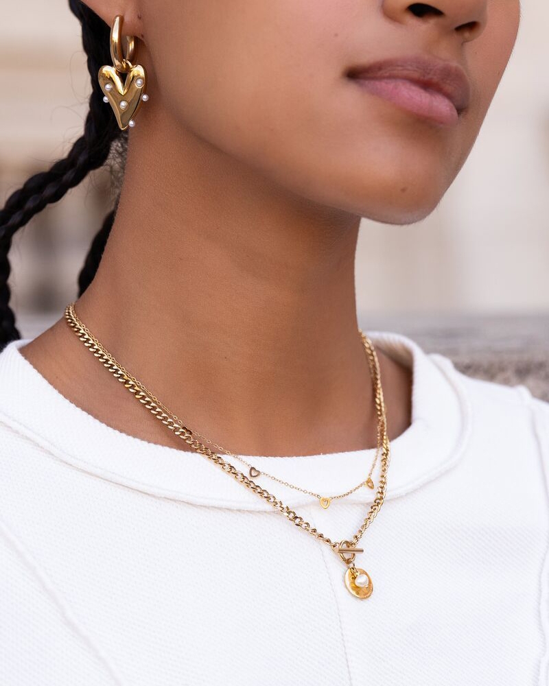 KETTING MET KLEINE HARTJES GOUD