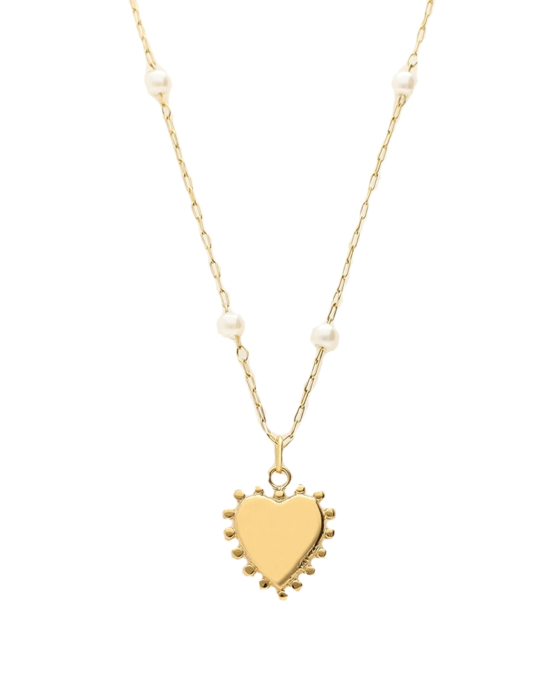 KETTING MET HARTJE EN PARELS GOUD