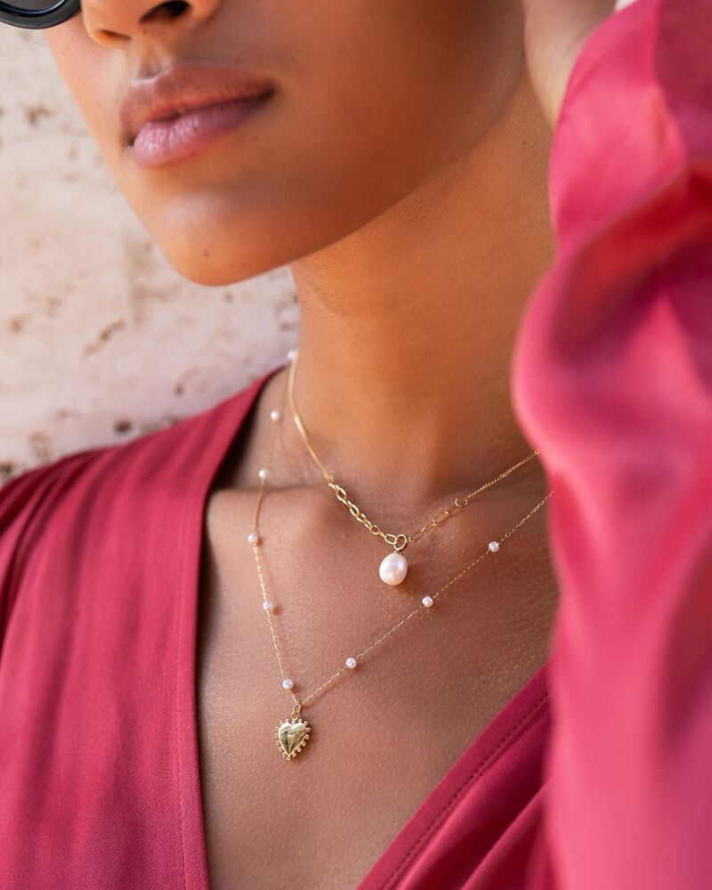 KETTING MET HARTJE EN PARELS GOUD