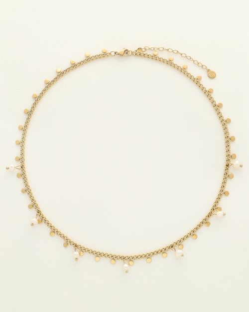 KETTING MET KLEINE MUNTEN EN PARELS GOUD