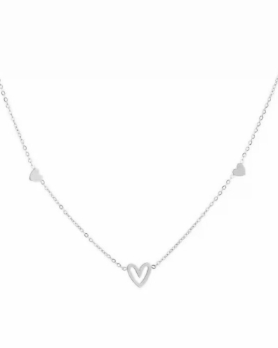 KETTING DRIE HARTJES ZILVER
