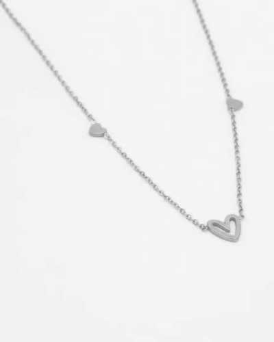 KETTING DRIE HARTJES ZILVER