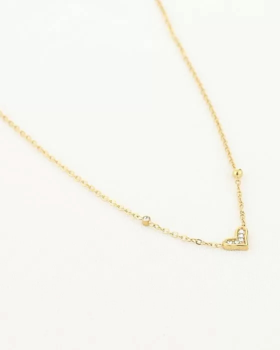 KETTING HARTJE MET STEENTJES GOUD