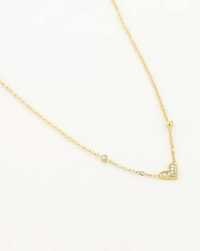 KETTING HARTJE MET STEENTJES GOUD