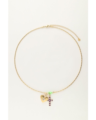 My Jewellery KETTING MET BEDELS EN GROEN SLOTJE