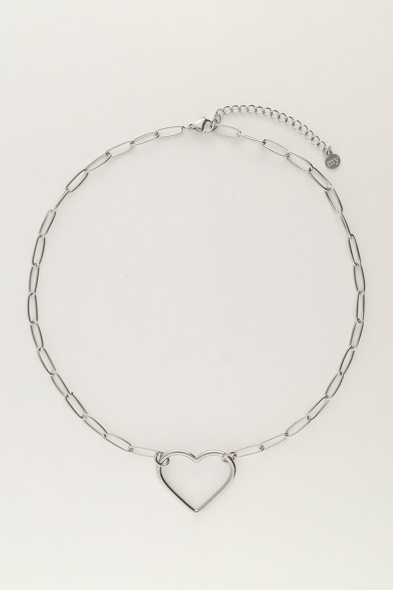 SCHAKELKETTING GROOT OPEN HART ZILVER