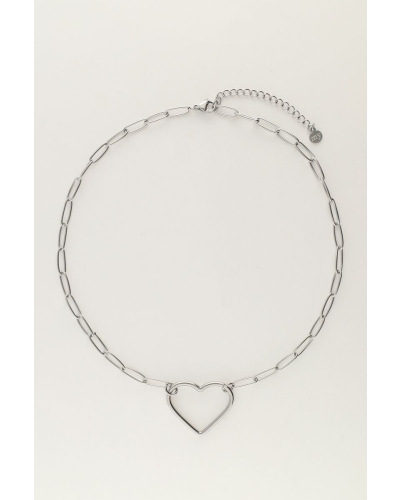 My Jewellery SCHAKELKETTING GROOT OPEN HART ZILVER