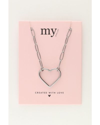 My Jewellery SCHAKELKETTING GROOT OPEN HART ZILVER