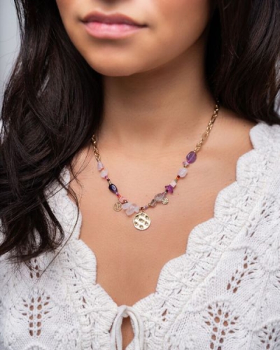My Jewellery SCHAKELKETTING MET STEENTJES EN BEDEL GOUD