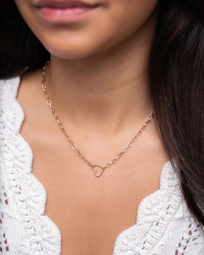 My Jewellery SCHAKELKETTING MET KLEIN OPEN HART BEDEL GOUD