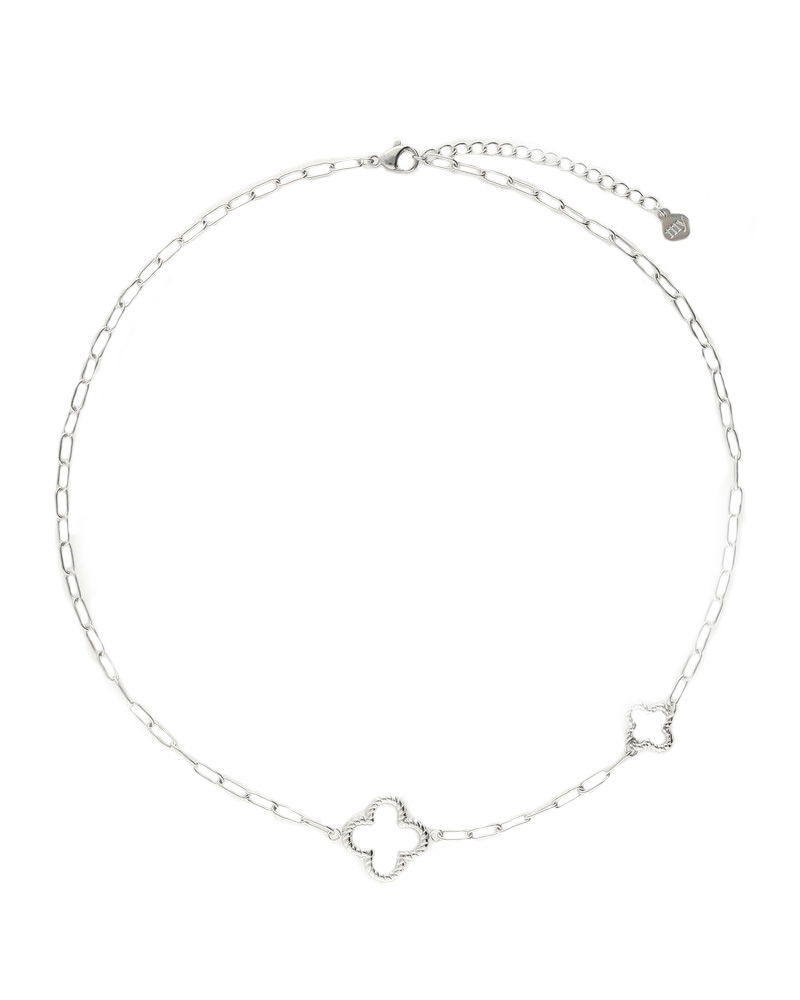 SCHAKELKETTING MET KLAVERS GOUD