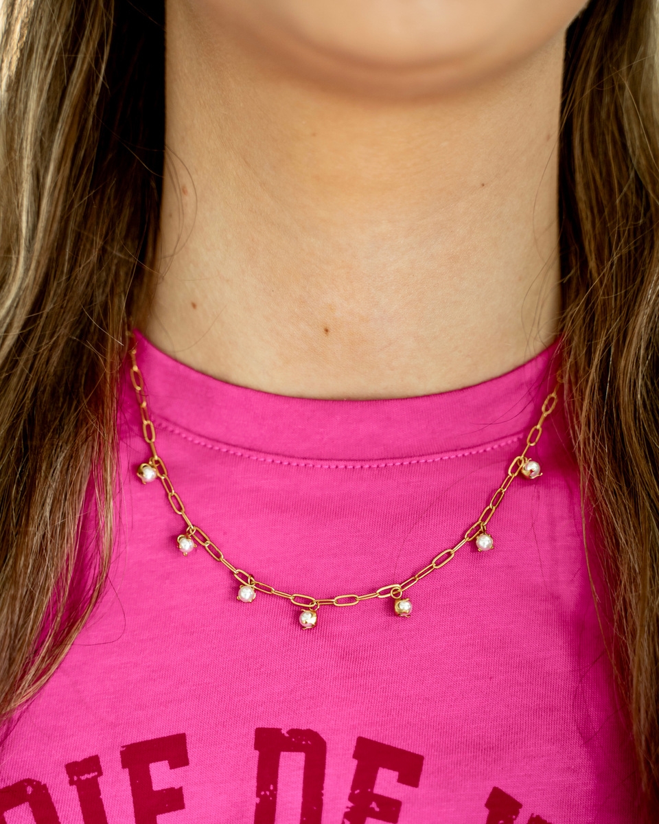 KETTING MET PARELTJES GOUD