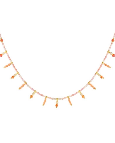 KETTING MET ORANJE KRALEN GOUD
